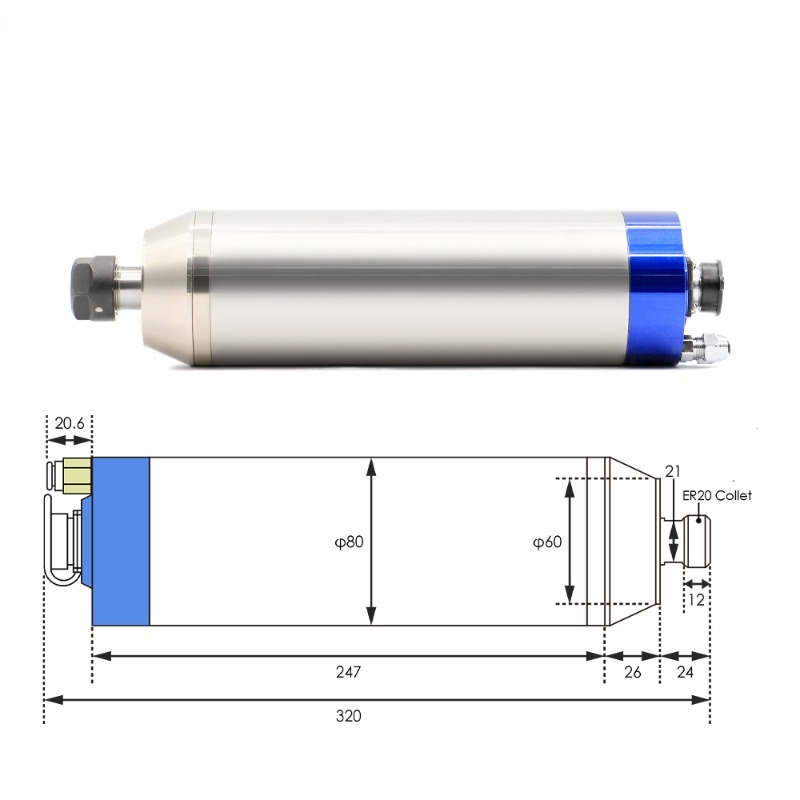2.2kw ER20 D80 12000rpm/24000r - 2.2Kw Water Cooled Spindle Kit Vfd recension och pris